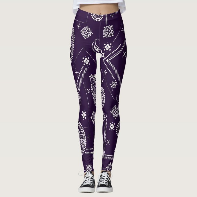 Legging Padrão de Impressão de Paisley Bandana (Frente)