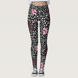 Legging Padrão de impressão de pata 01.b Preto BG
