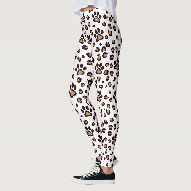 Legging Padrão de Impressão de Pata de Leopardo Animal (Esquerda)