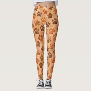 Legging Padrão de Impressão de Pata em Aquarela Rústica (1