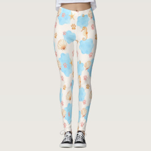 Legging Padrão de impressão de pata inspirado no oceano co
