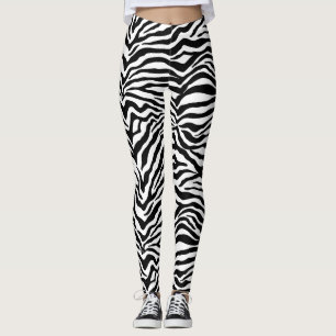 Legging Padrão de Impressão de Zebra Branca Branca Artsy