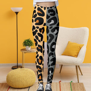Legging Padrão de impressão do leopardo Cat Brown Cinza Si