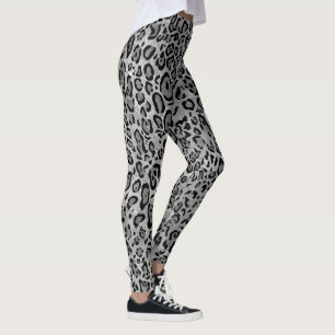 Legging Padrão de impressão do leopardo de Cinzas monocrom