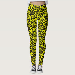 Legging Padrão de Impressão do Leopardo Negro Amarelo Colo