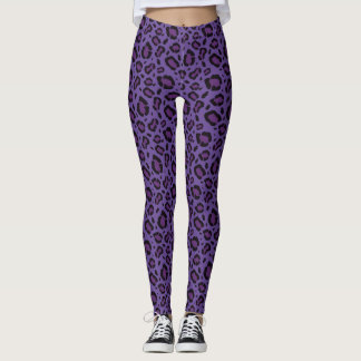 Legging Padrão de Impressão do Leopardo Roxo