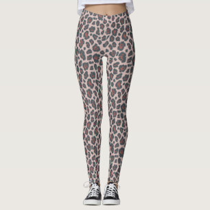 Legging Padrão de Impressão do Leopardo Vermelho Cor-de-Ro