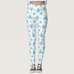 Legging Padrão de Impressão em Bloco Náutico de Lagosta Rú