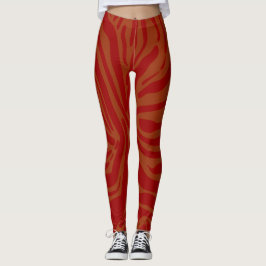 Legging padrão de impressão em branco &vermelho