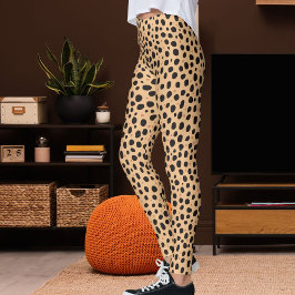 Legging Padrão de Impressão Leopardo Safari em Pêssego e M