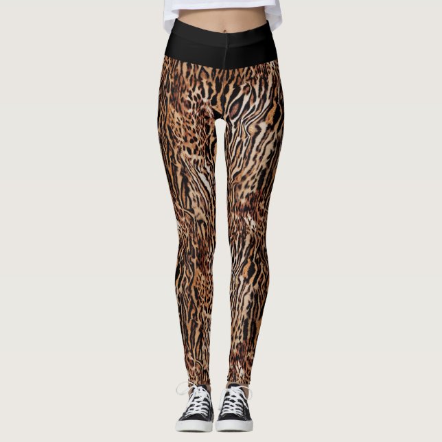 Legging Padrão de Impressão Selvagem de Animais Safari (Frente)