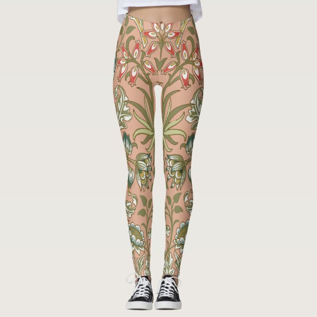 Legging Padrão de Jacinto Rosa Empoeirado de William Morri (Frente)
