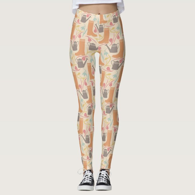 Legging Padrão de jardinagem de primavera (Frente)