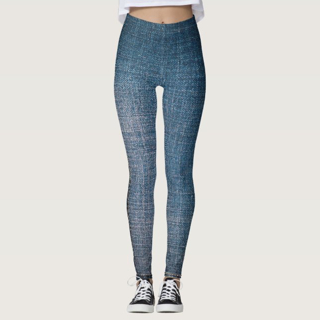 Legging Padrão de Jeans Azul Tendência (Frente)