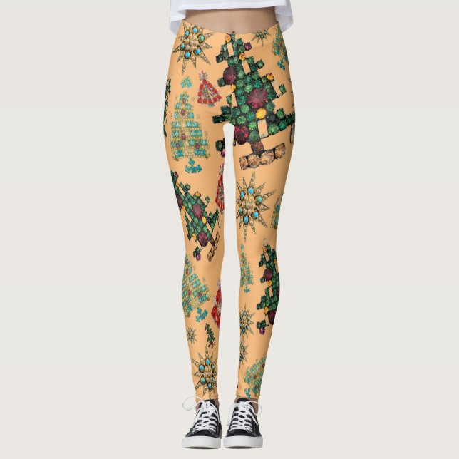 Legging Padrão de Joia da Árvore de Natal na moda (Frente)