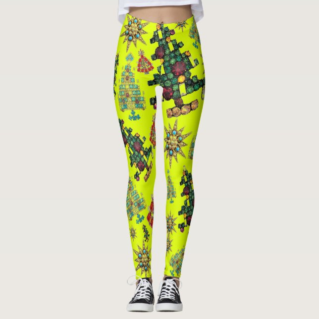 Legging Padrão de Joia da Árvore de Natal na moda (Frente)