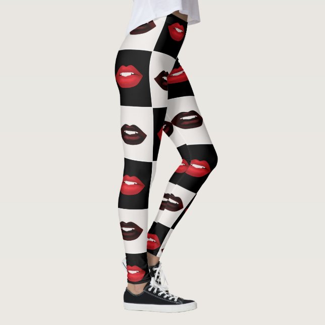 Legging Padrão de Lábios Vermelhos Quentes do Quadro de Ve (Direita)