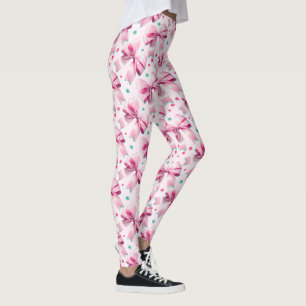 Legging Padrão de laço coquete rosa na moda com garota fof