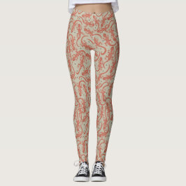 Legging Padrão de Lagartixa Fofa em Terracota & Bege