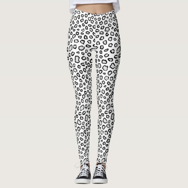 Legging Padrão de Leopardo de Neve (Frente)