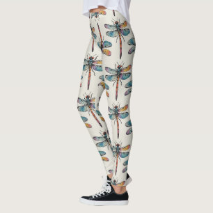 Legging Padrão de Libélula Colorido