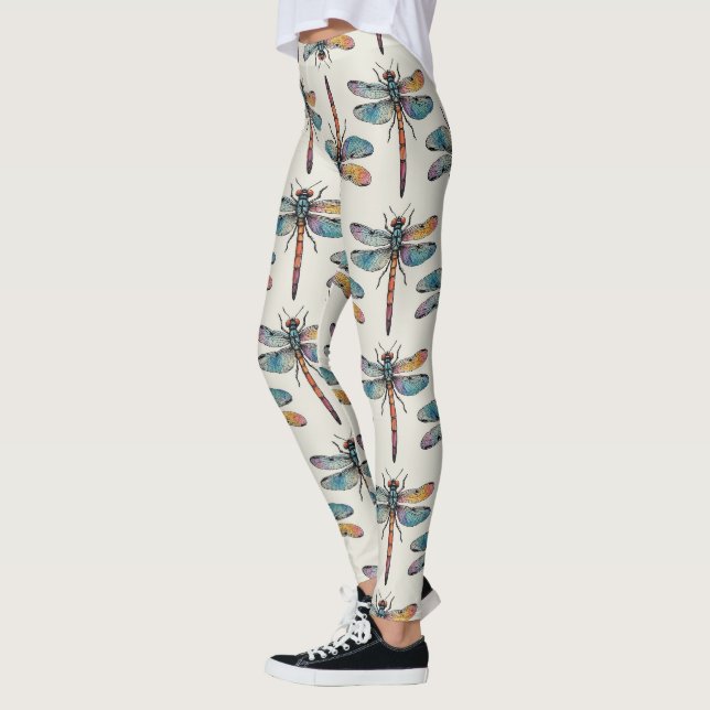 Legging Padrão de Libélula Colorido (Esquerda)