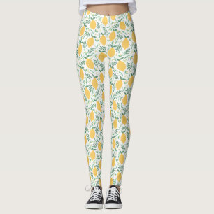 Legging Padrão de limão amarelo-Fazenda brilhante
