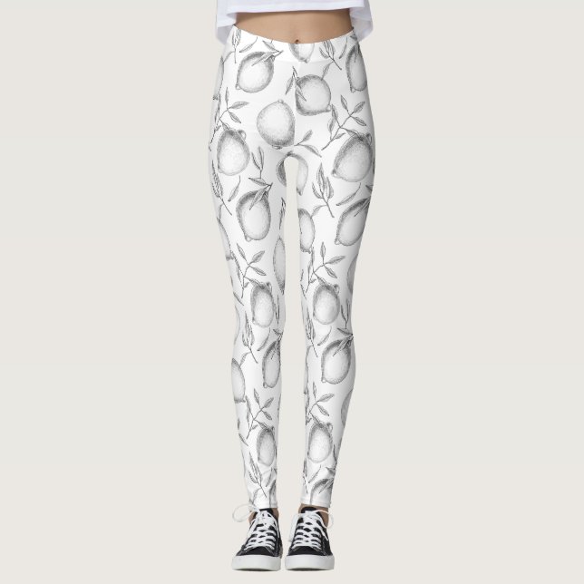 Legging Padrão de limão desenhado à mão (Frente)