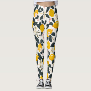 Legging Padrão de limão e flecha rosa