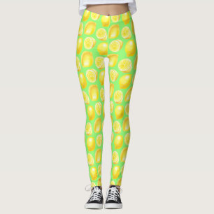 Legging Padrão de limões de aquarela