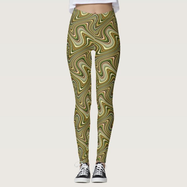 Legging Padrão de Linha Curva Multicolor Muito Único (Frente)