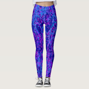 Legging Padrão de Linha Curva Multicolorido Neon Vibrante