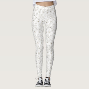 Legging Padrão de linha de rosto floral vintage preto e br
