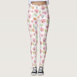 Legging Padrão de Linha Floral Abstrata Moderna (2)