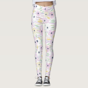Legging Padrão de Linha Floral Abstrata Moderna (6)