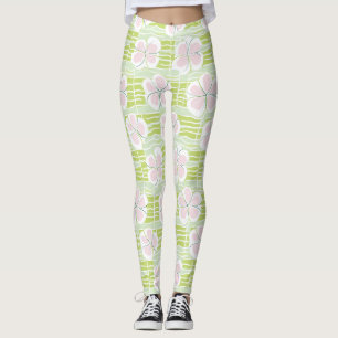 Legging Padrão de Linha Floral Abstrata Moderna (9)