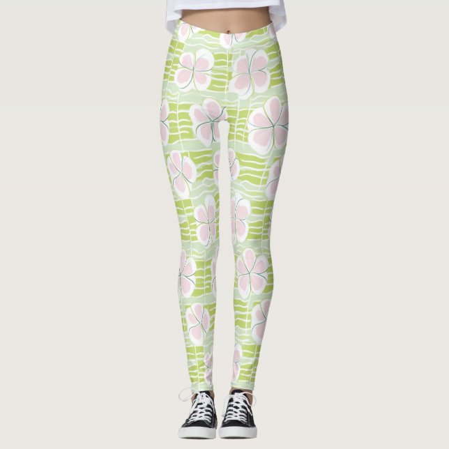 Legging Padrão de Linha Floral Abstrata Moderna (9) (Frente)