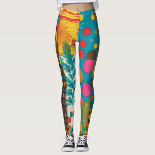 Legging Padrão de Linha Psicodélica do Groove Waves 70s