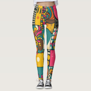 Legging Padrão de Linha Psicodélica do Groove Waves 70s