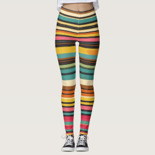 Legging Padrão de Linha Psicodélica do Groove Waves 70s