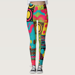 Legging Padrão de Linha Psicodélica do Groove Waves 70s