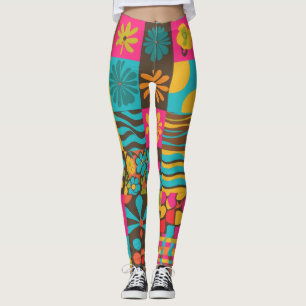 Legging Padrão de Linha Psicodélica do Groove Waves 70s