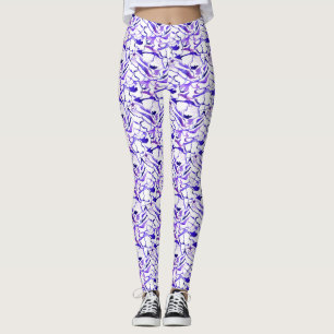 Legging Padrão de linhas abstratas de aquarela violeta fof