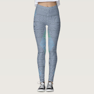 Legging Padrão de linhas diagonais GB 01.w L Azul BG