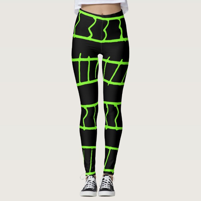 Legging Padrão de linhas e formas sobre fundo preto (Frente)