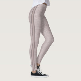 Legging Padrão de Linho Neutro em Rosa Bege Suave