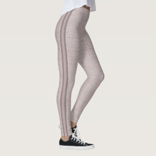 Legging Padrão de Linho Neutro em Rosa Bege Suave