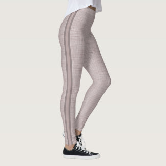 Legging Padrão de Linho Neutro em Rosa Bege Suave