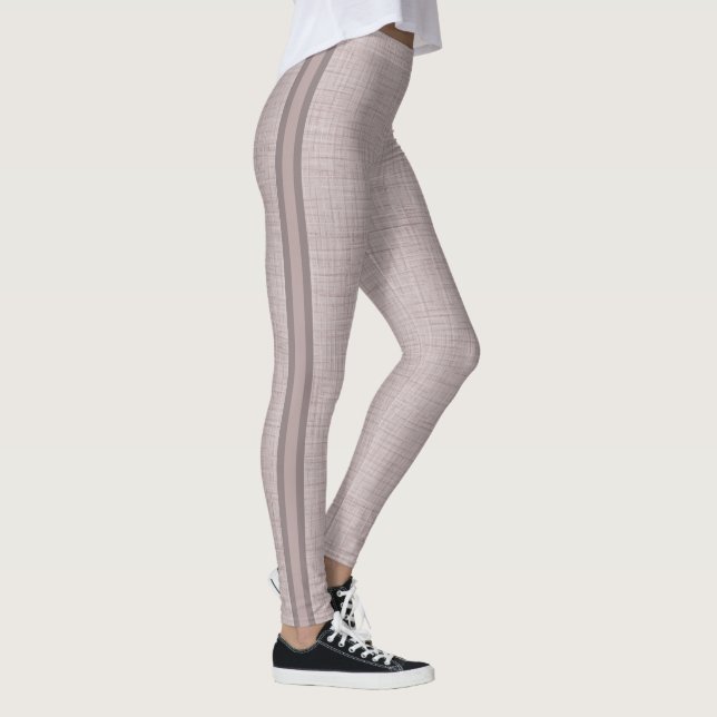 Legging Padrão de Linho Neutro em Rosa Bege Suave (Direita)
