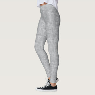 Legging Padrão de Linho Tweed Cinza